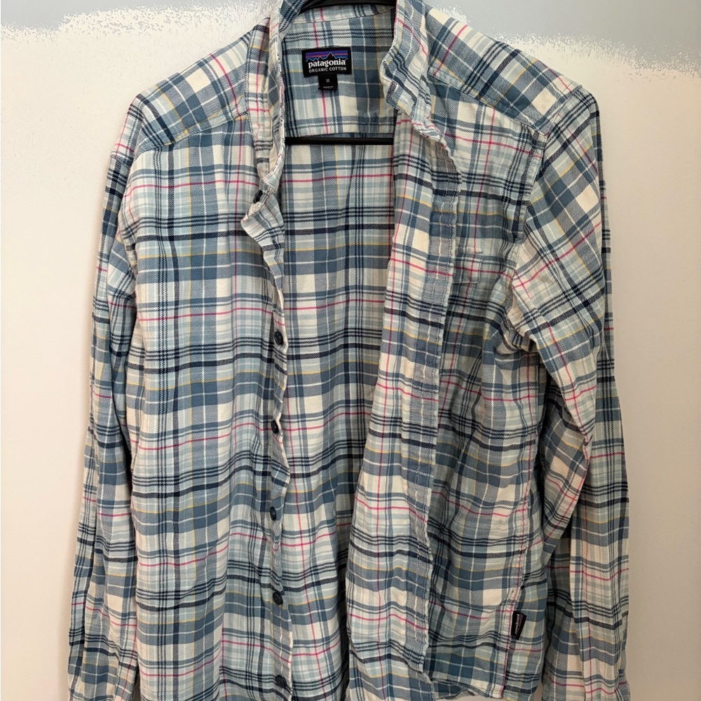 Patagonia Organic Cotton Plaid Shirt - Blue and White